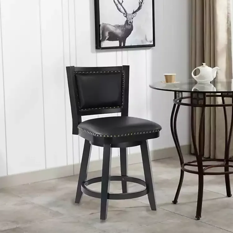 Kirklands Home Faux Leather Upholstered Counter Stool Black Clearance