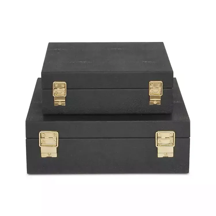 Baskets & Boxes>Kirklands Home Faux Shagreen 2-pc. Square Decorative Boxes Black