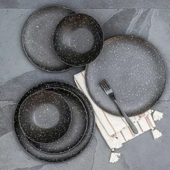 Kirklands Home Faye Melamine Dinner Plates, Set of 6 Black Best