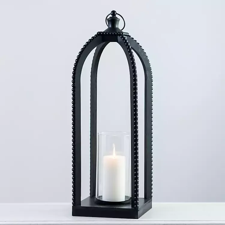 Lanterns>Kirklands Home Fieldstone Beaded Lantern, 27 in. Black
