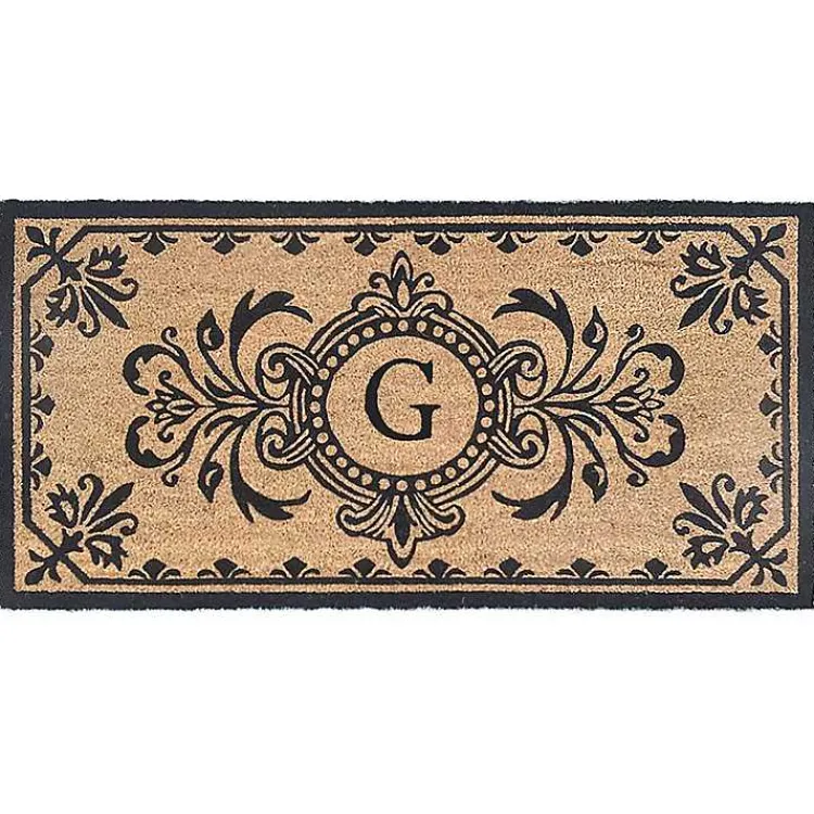 Kirklands Home Black Fleur De Lis Monogram G Doormat Sale