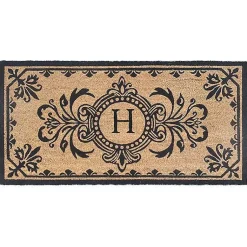 Kirklands Home Black Fleur De Lis Monogram H Doormat Clearance