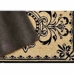 Kirklands Home Black Fleur De Lis Monogram H Doormat Clearance