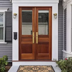 Kirklands Home Black Fleur De Lis Monogram H Doormat Clearance