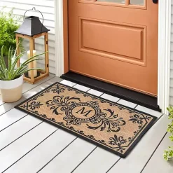 Kirklands Home Black Fleur De Lis Monogram M Doormat Discount