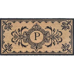 Kirklands Home Black Fleur De Lis Monogram P Doormat Discount