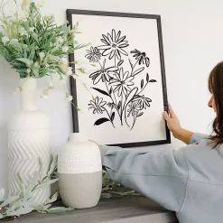 Kirklands Home Black Floral Bouquet Framed Art Print Sale