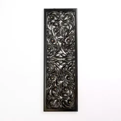 Kirklands Home Floral Carved Wood Wall Plaque Black Clearance