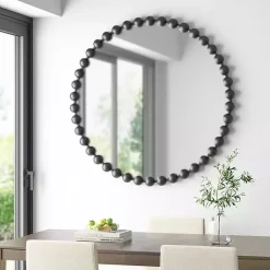 Kirklands Home Black Foiled Beaded Wall Mirror, 36 in. Outlet