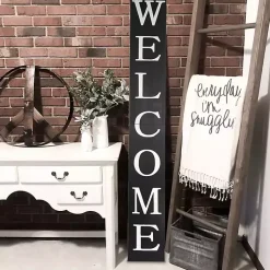 Kirklands Home Foldable Welcome Porch Board Black Clearance