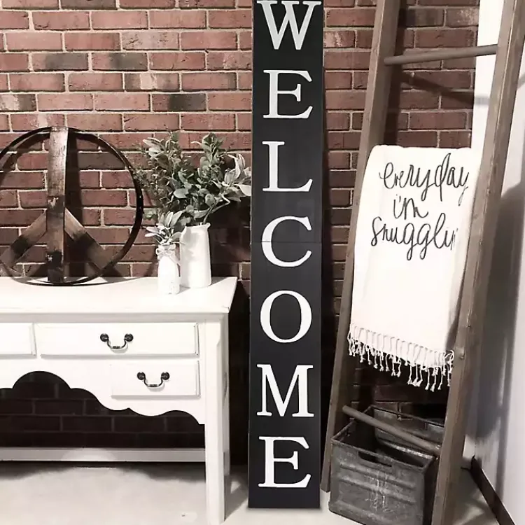 Kirklands Home Foldable Welcome Porch Board Black Clearance