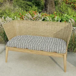 Kirklands Home French Edge Outdoor Wicker Settee Cushion Black Online