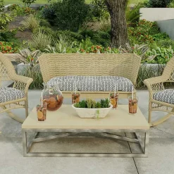Kirklands Home French Edge Outdoor Wicker Settee Cushion Black Online