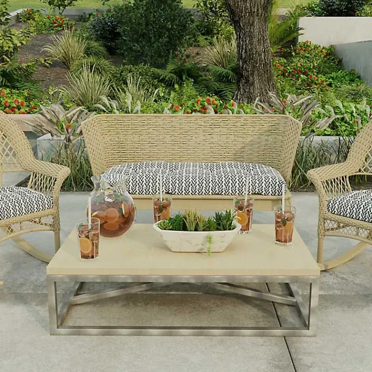 Kirklands Home French Edge Outdoor Wicker Settee Cushion Black Online