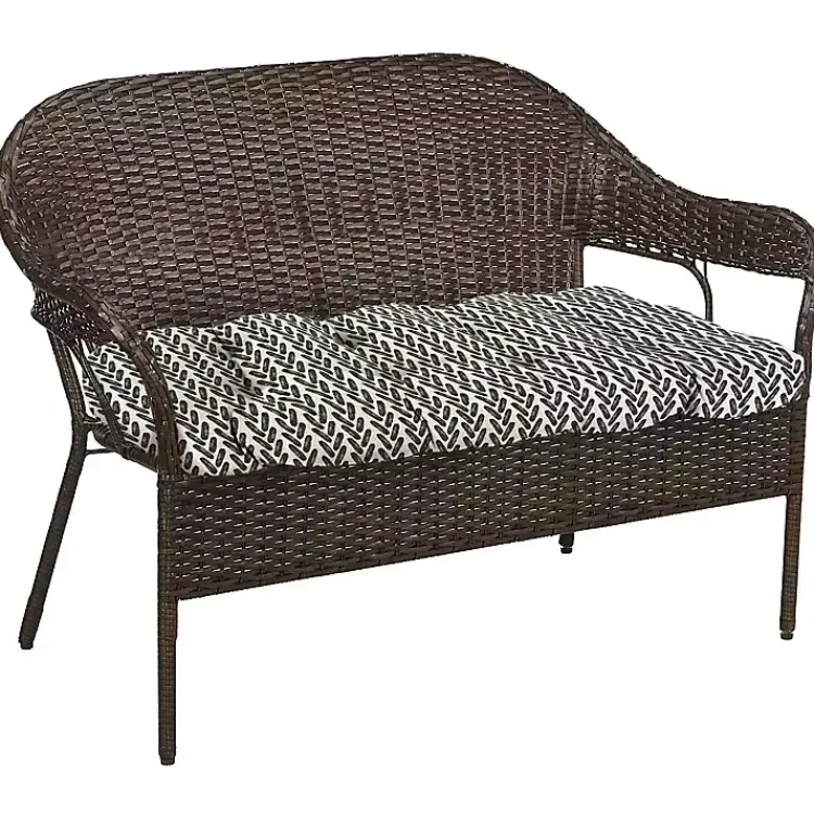 Kirklands Home French Edge Outdoor Wicker Settee Cushion Black Online