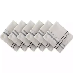 Kirklands Home French Stripe Napkins, Set of 6 Black Clearance