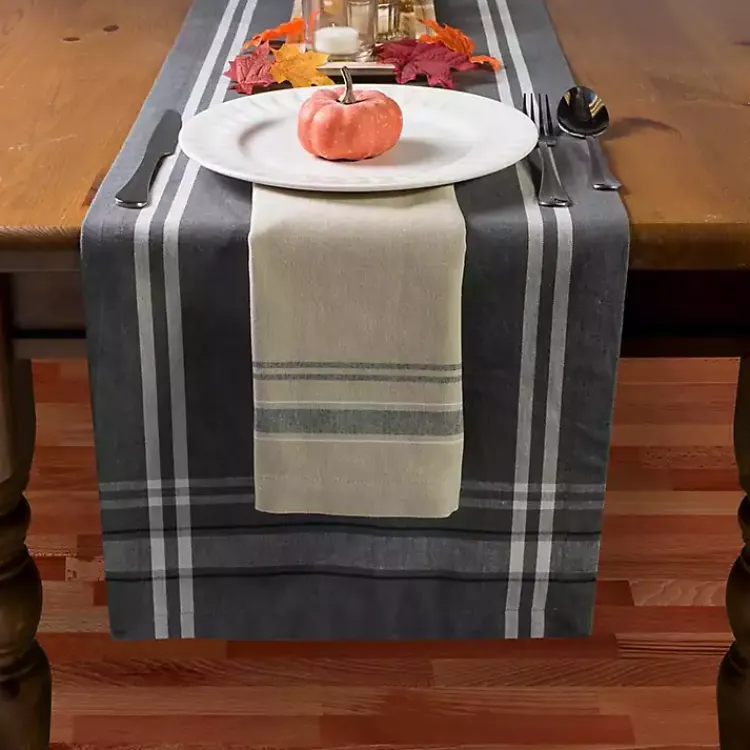 Kirklands Home French Stripe Napkins, Set of 6 Black Clearance