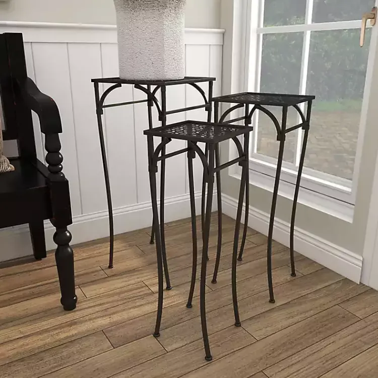 Kirklands Home Garden 3-pc. Plant Stand Set Black New
