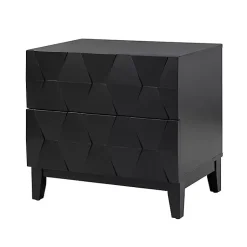 Kirklands Home Geometric 2-Drawer Charging Nightstand Black Outlet