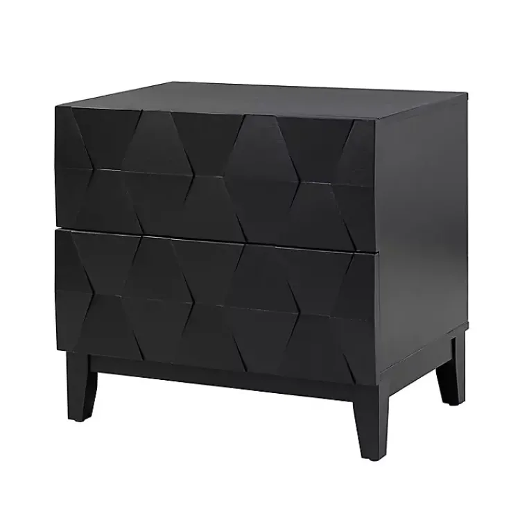 Kirklands Home Geometric 2-Drawer Charging Nightstand Black Outlet
