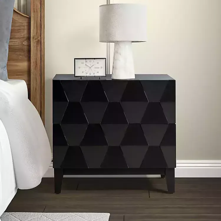 Kirklands Home Geometric 2-Drawer Charging Nightstand Black Outlet
