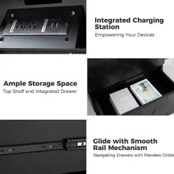 Kirklands Home Geometric 2-Drawer Charging Nightstand Black Outlet