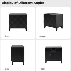 Kirklands Home Geometric 2-Drawer Charging Nightstand Black Outlet