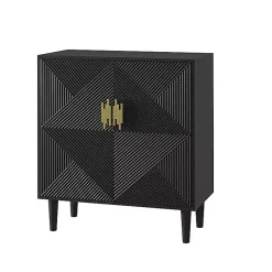 Kirklands Home Geometric Gold Handle Cabinet Black Hot