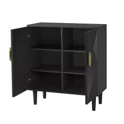 Kirklands Home Geometric Gold Handle Cabinet Black Hot