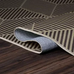 Kirklands Home Black Geometric Washable Area Rug, 5x7 Clearance