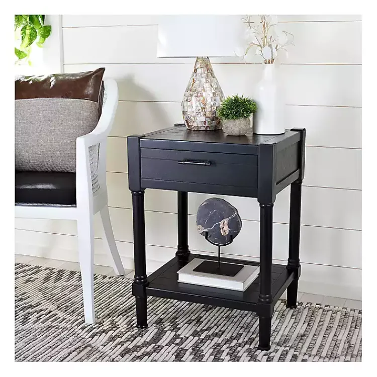 Kirklands Home Geometrical Industrial Pull Accent Table Black Sale