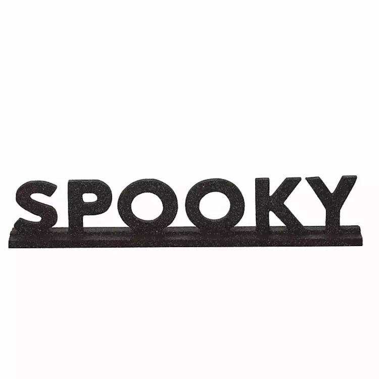 Halloween>Kirklands Home Glitter Spooky Tabletop Sign Black
