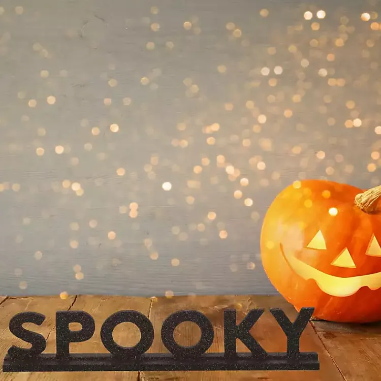 Halloween>Kirklands Home Glitter Spooky Tabletop Sign Black