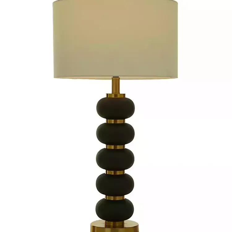Kirklands Home Black Gold Metal Spindle Table Lamp Cream New