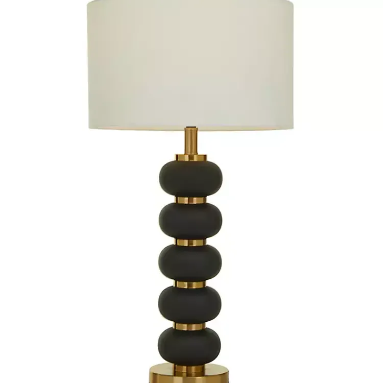 Kirklands Home Black Gold Metal Spindle Table Lamp Cream New