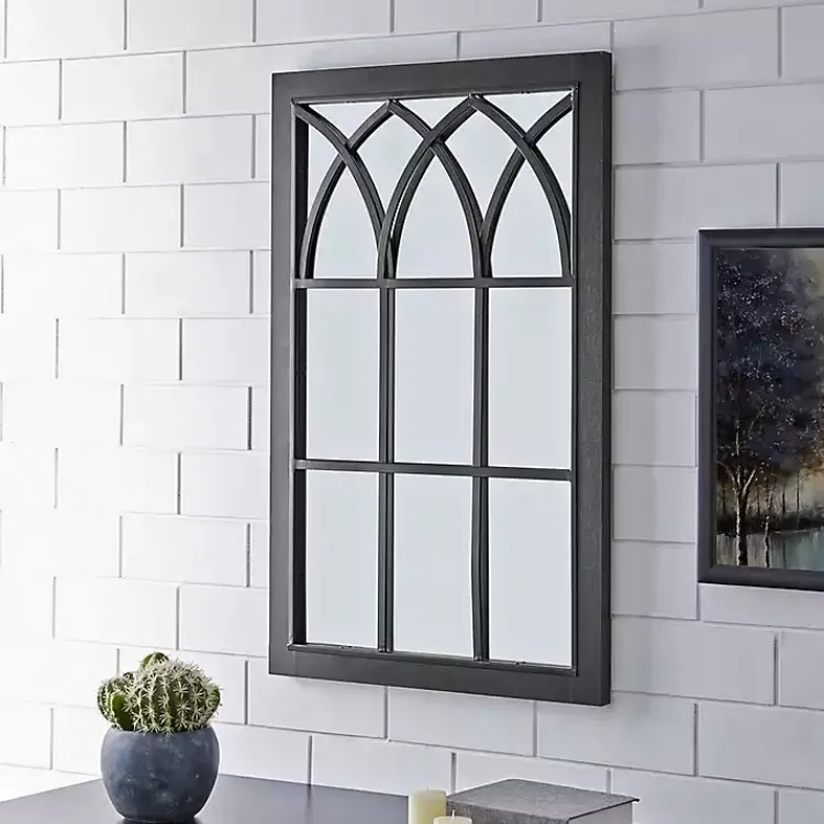 Kirklands Home Grandview Arched Frame Mirror Black New