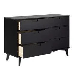 Kirklands Home Grooved Handle 6-Drawer Dresser Black