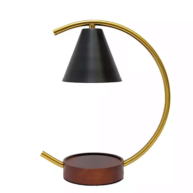 Home Fragrance>Kirklands Home Black Half Moon Candle Warmer Lamp Gold