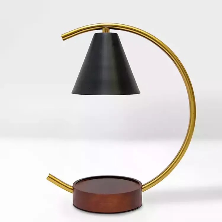 Home Fragrance>Kirklands Home Black Half Moon Candle Warmer Lamp Gold