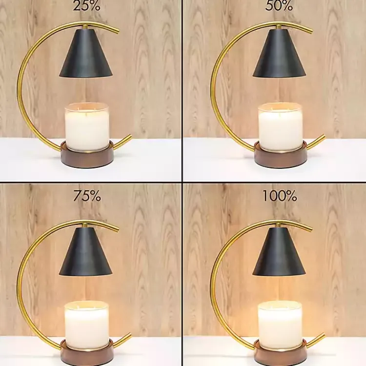 Home Fragrance>Kirklands Home Black Half Moon Candle Warmer Lamp Gold