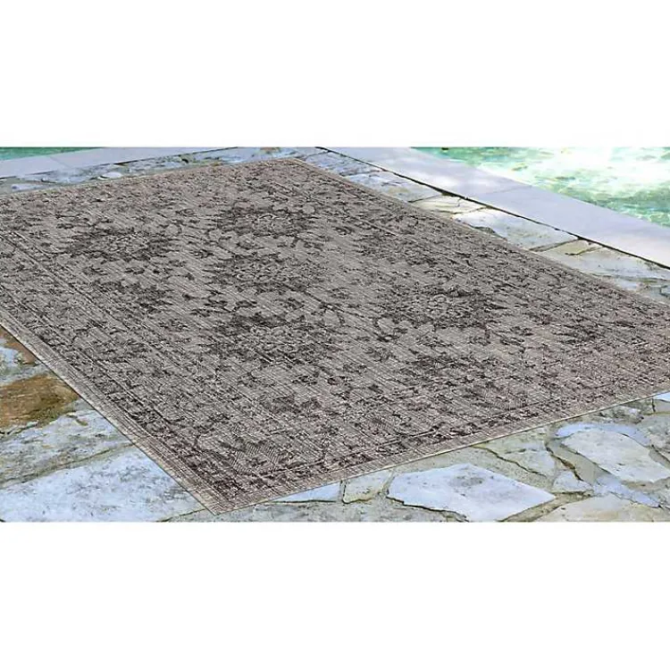Kirklands Home Harris Botanical Outdoor Rug, 7x9 Black Sale
