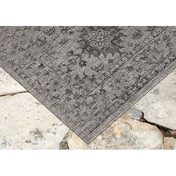 Kirklands Home Harris Botanical Outdoor Rug, 7x9 Black Sale