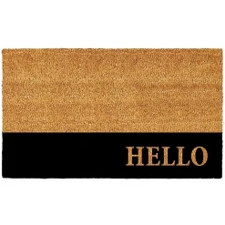 Kirklands Home Black Hello Bold Stripe Coir Doormat, 24 in. Best