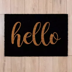 Kirklands Home Black Hello Doormat Best