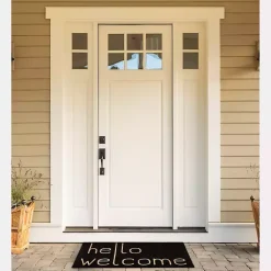 Kirklands Home Black Hello Welcome Doormat
