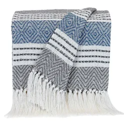Blankets & Throws>Kirklands Home Herringbone Multi Striped Throw Black