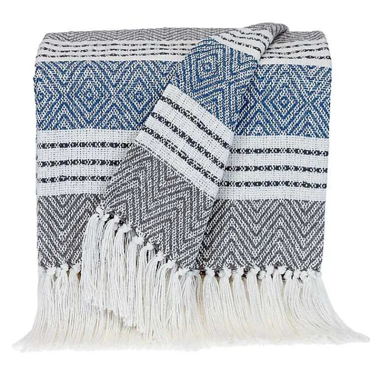 Blankets & Throws>Kirklands Home Herringbone Multi Striped Throw Black