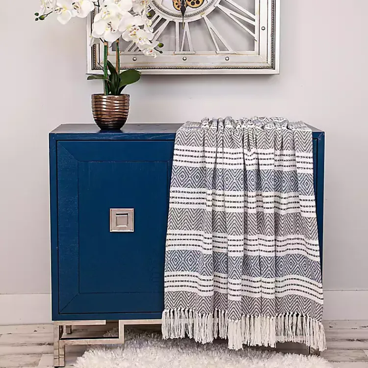 Blankets & Throws>Kirklands Home Herringbone Multi Striped Throw Black