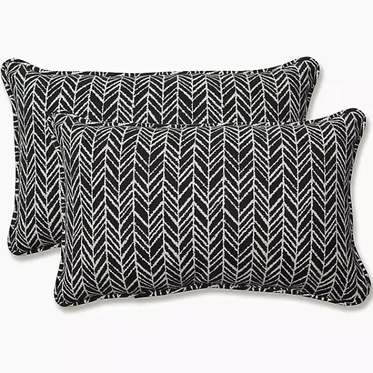 Kirklands Home Herringbone Outdoor Lumbar Pillows, Set of 2 Black Outlet