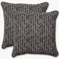 Kirklands Home Herringbone Outdoor Pillows, Set of 2 Black New